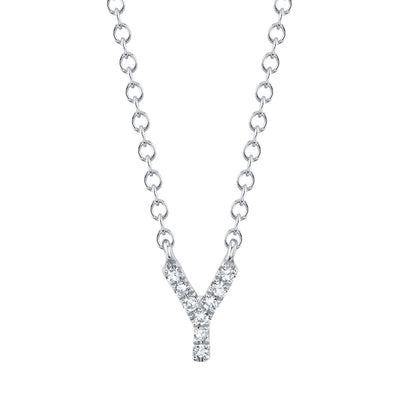 0.03CT 14K W/G DIAMOND NECKLACE - INITIAL Y