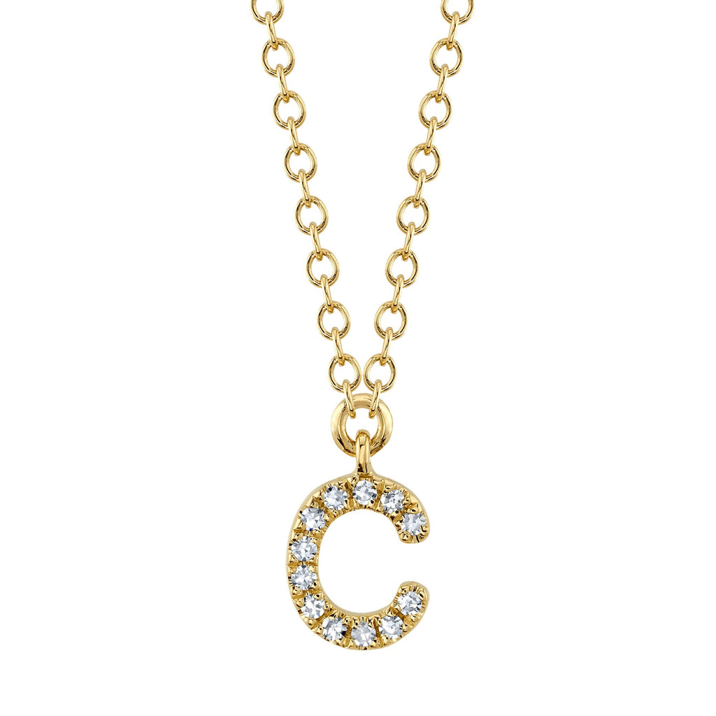 0.04CT 14K Y/G DIAMOND NECKLACE - INITIAL C