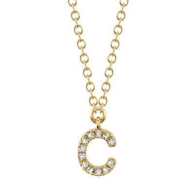 0.04CT 14K Y/G DIAMOND NECKLACE - INITIAL C