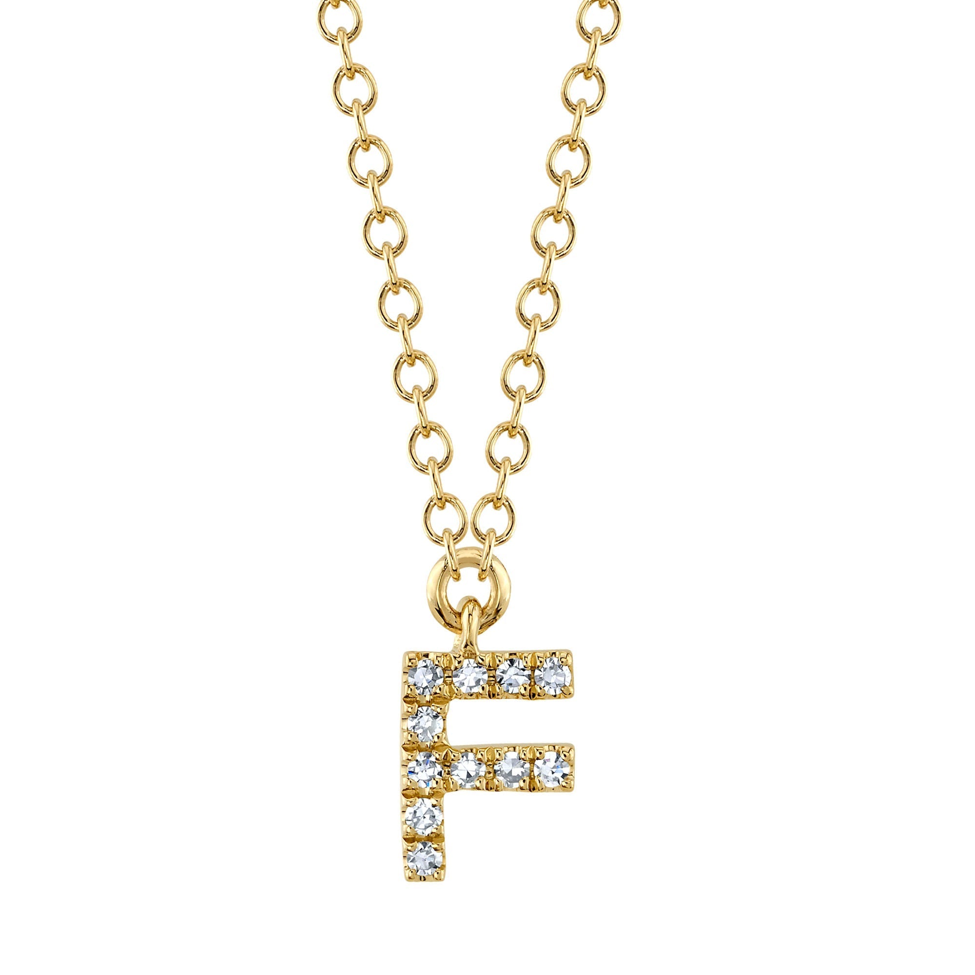 0.04CT 14K Y/G DIAMOND NECKLACE - INITIAL F