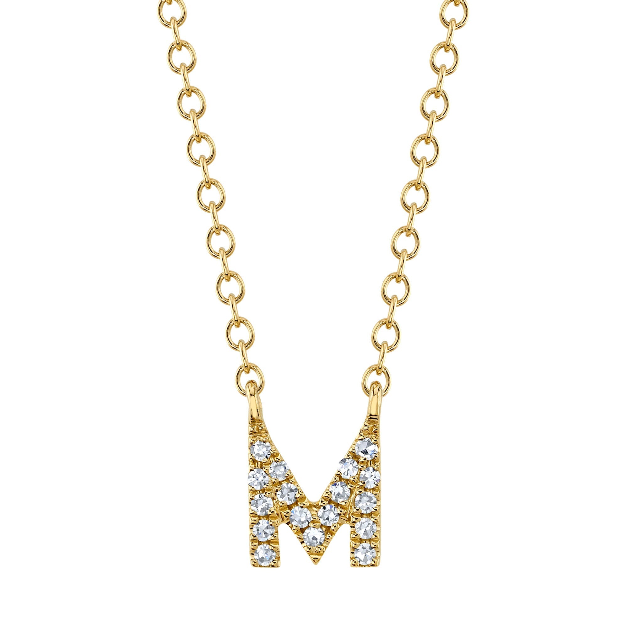 0.05CT 14K Y/G DIAMOND NECKLACE - INITIAL M
