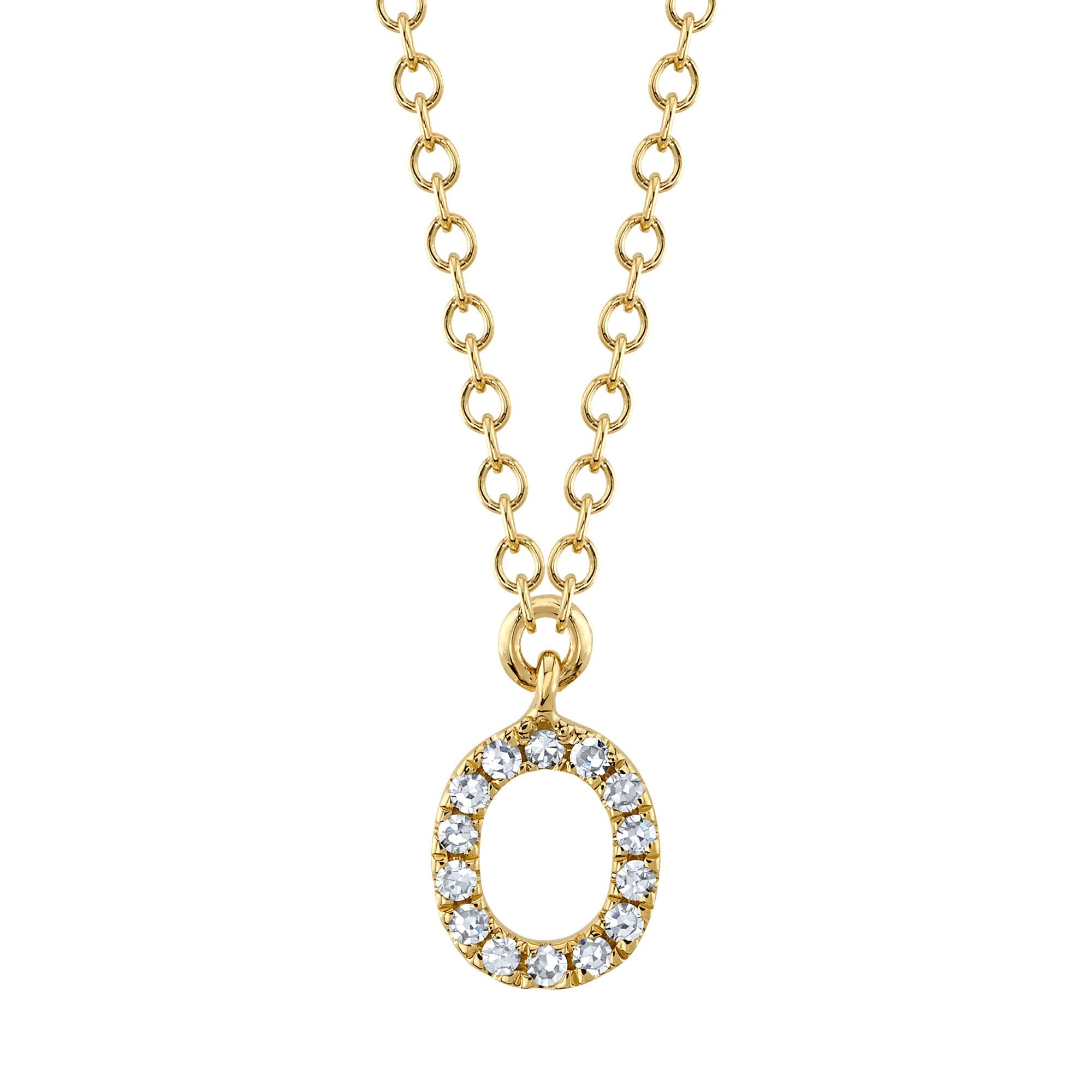 0.05CT 14K Y/G DIAMOND NECKLACE - INITIAL O