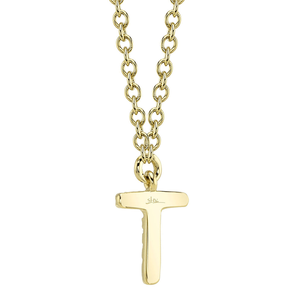 0.03CT 14K Y/G DIAMOND NECKLACE - INITIAL T