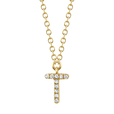 0.03CT 14K Y/G DIAMOND NECKLACE - INITIAL T