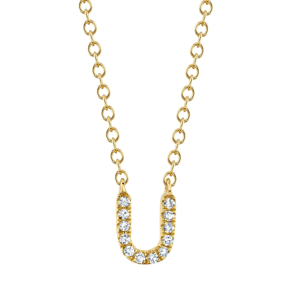 0.04CT 14K Y/G DIAMOND NECKLACE - INITIAL U