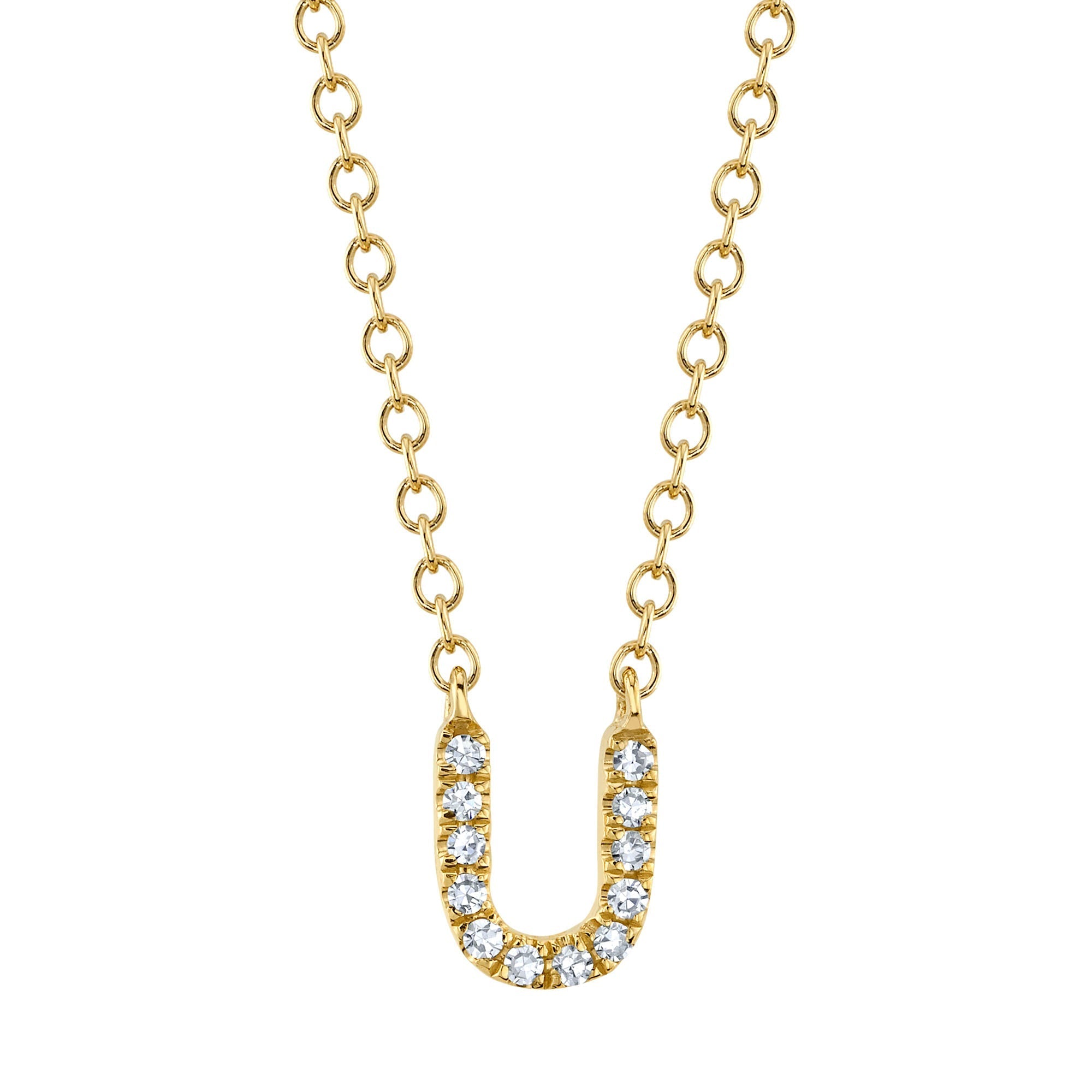 0.04CT 14K Y/G DIAMOND NECKLACE - INITIAL U