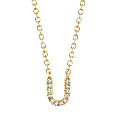 0.04CT 14K Y/G DIAMOND NECKLACE - INITIAL U