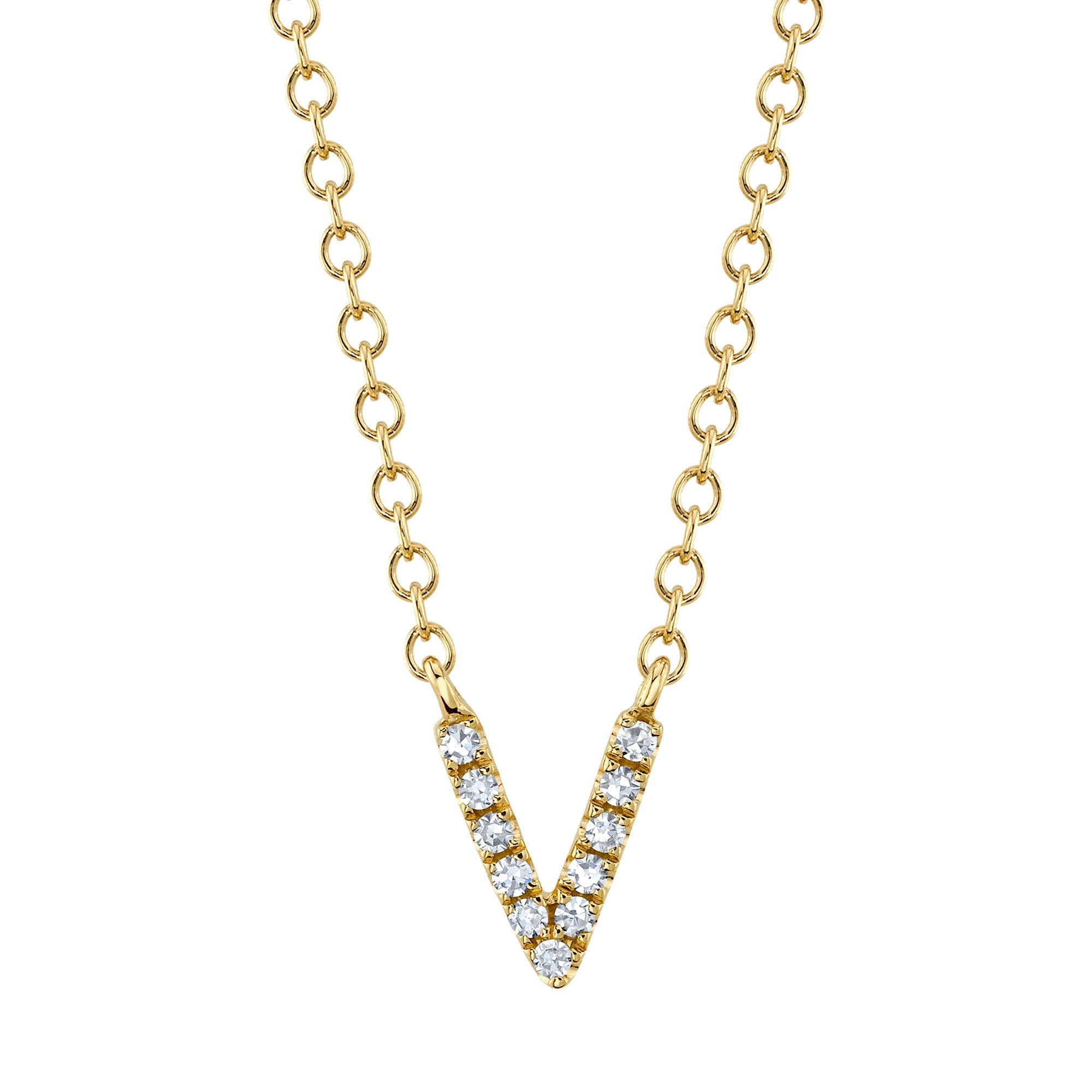 0.03CT 14K Y/G DIAMOND NECKLACE - INITIAL V