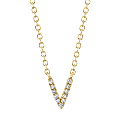 0.03CT 14K Y/G DIAMOND NECKLACE - INITIAL V