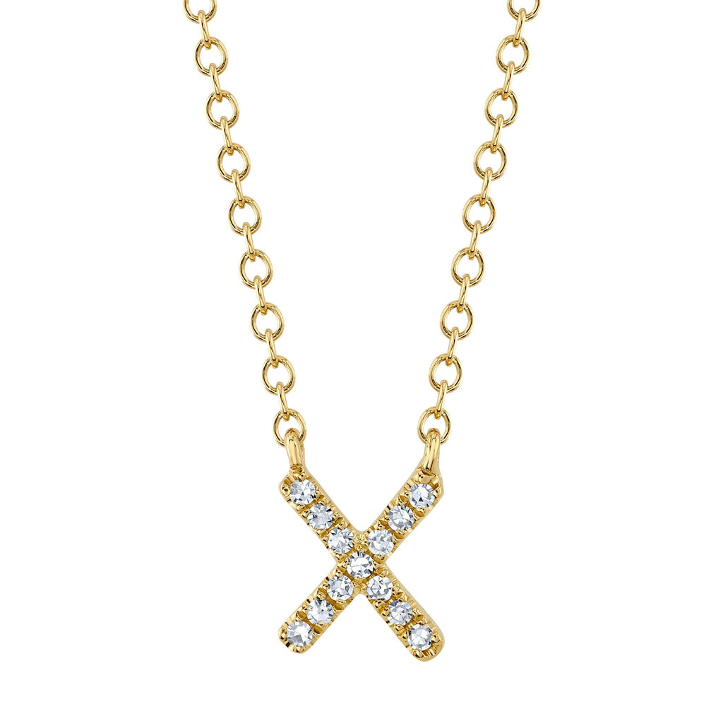 0.04CT 14K Y/G DIAMOND NECKLACE - INITIAL X