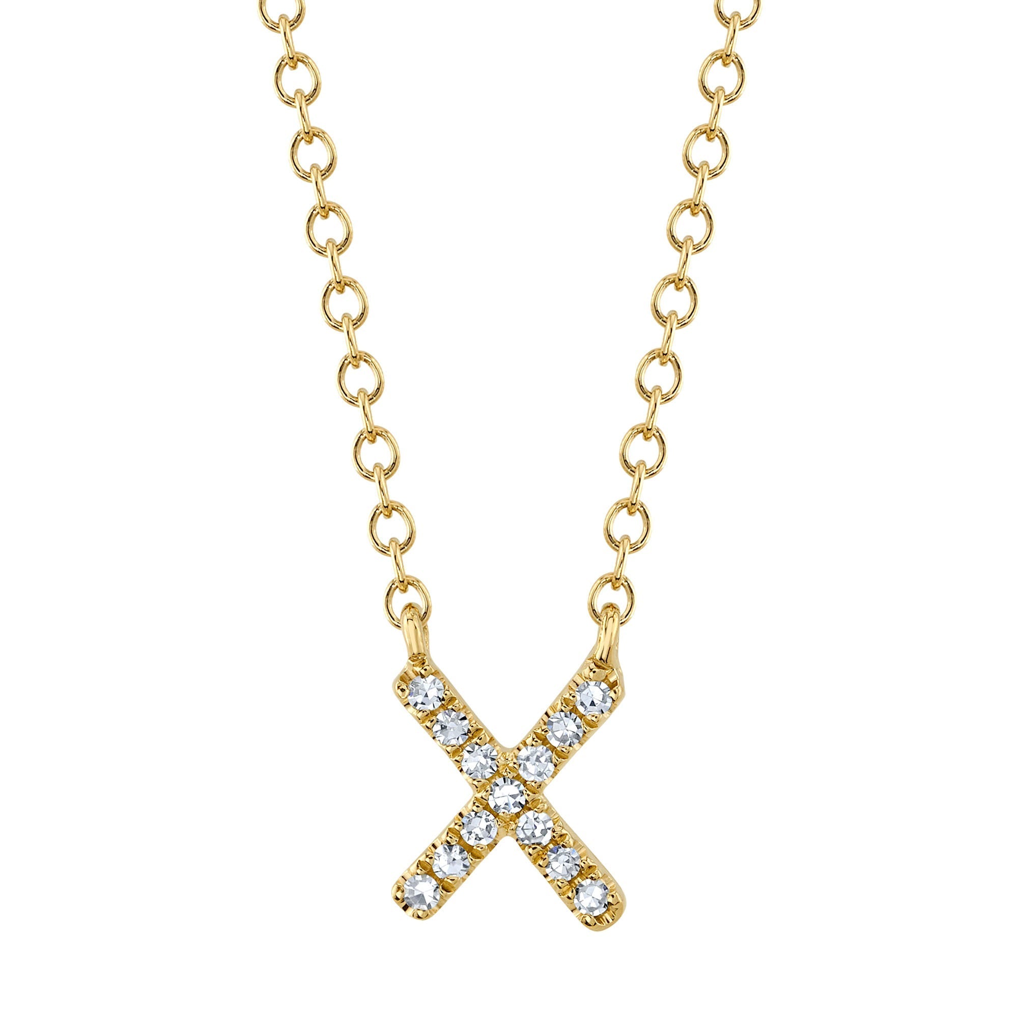 0.04CT 14K Y/G DIAMOND NECKLACE - INITIAL X