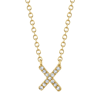 0.04CT 14K Y/G DIAMOND NECKLACE - INITIAL X