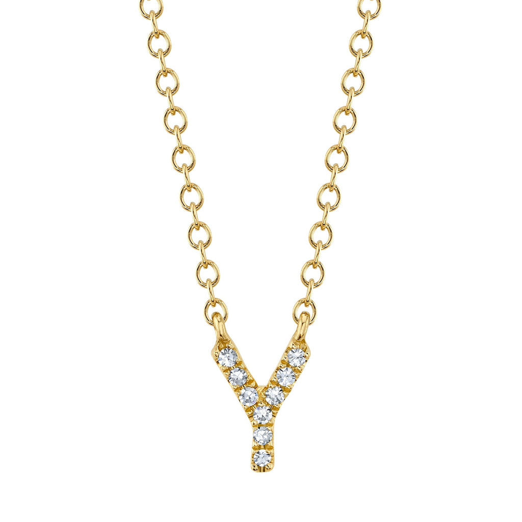 0.03CT 14K Y/G DIAMOND NECKLACE - INITIAL Y