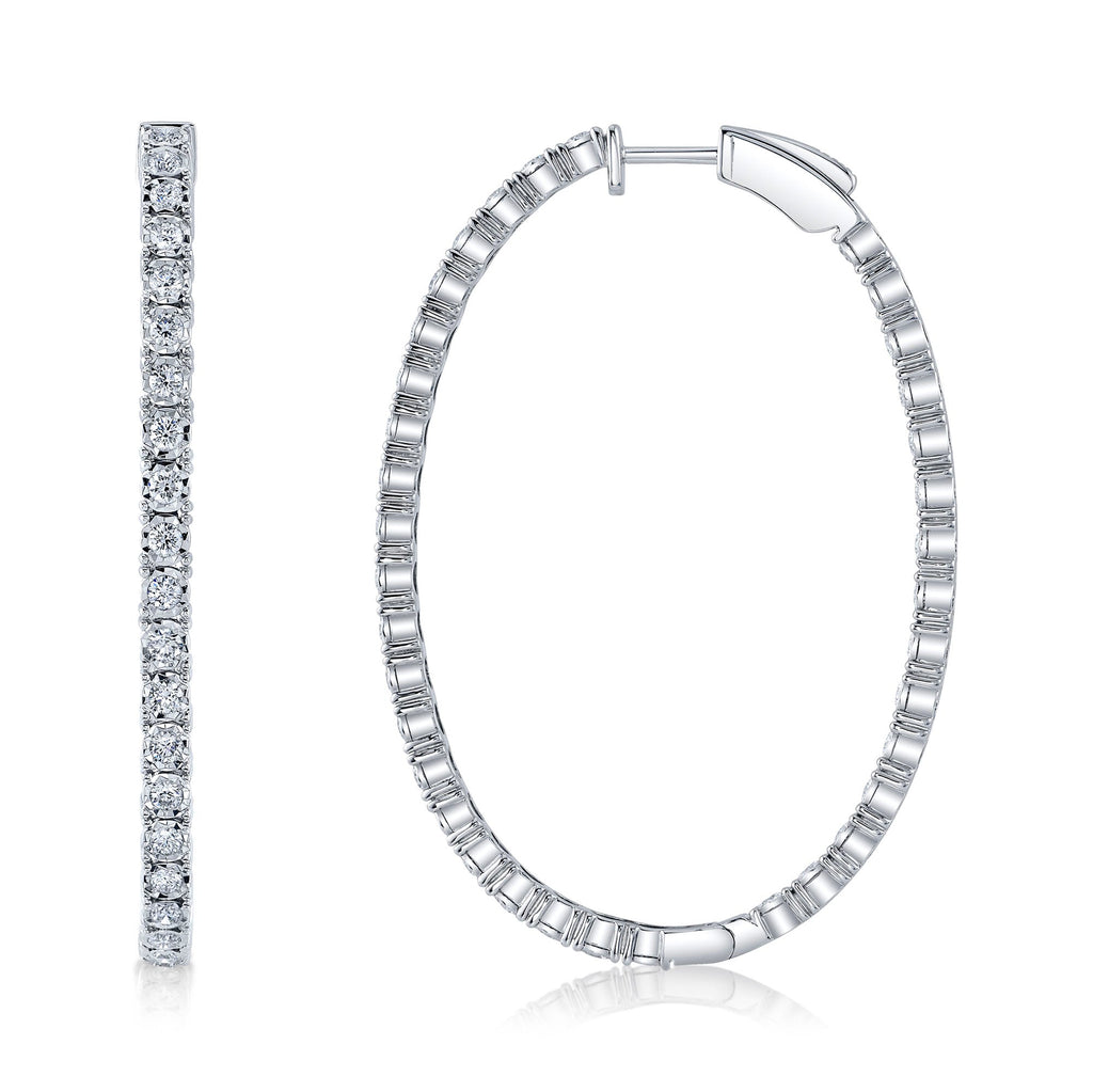 2.17CT 14K W/G DIAMOND OVAL HOOP EARRING