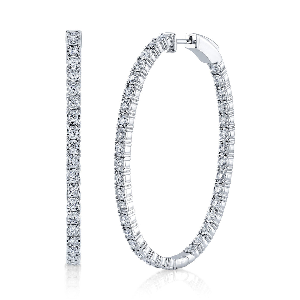 2.17CT 14K W/G DIAMOND OVAL HOOP EARRING