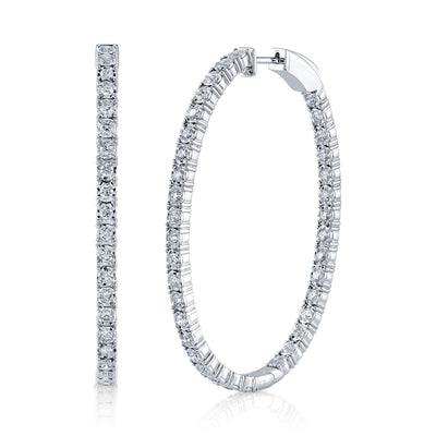 2.17CT 14K W/G DIAMOND OVAL HOOP EARRING