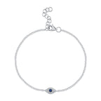 0.04CT DIAMOND & 0.06CT BLUE SAPPHIRE 14K W/G EYE BRACELET