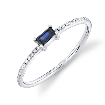 0.08CT DIAMOND & 0.17CT BLUE SAPPHIRE 14K W/G LADY'S RING
