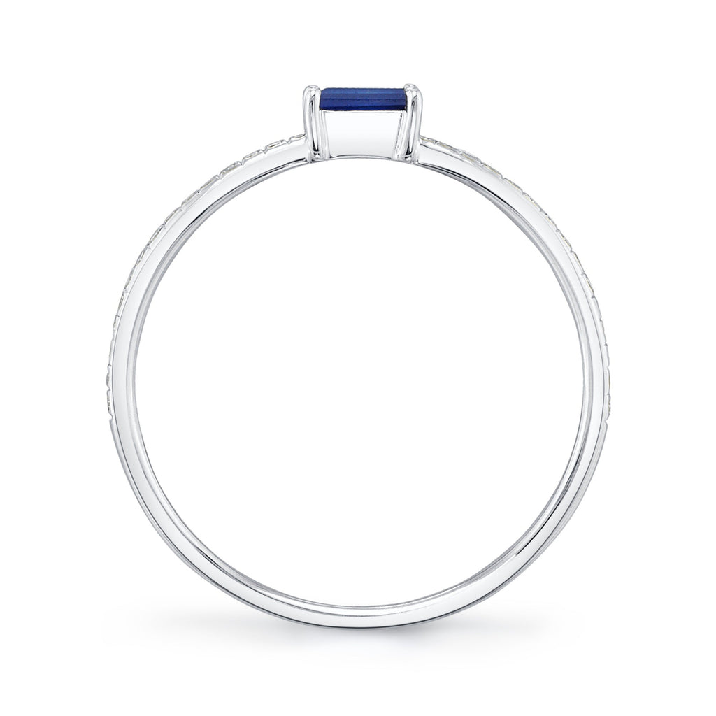 0.08CT DIAMOND & 0.17CT BLUE SAPPHIRE 14K W/G LADY'S RING