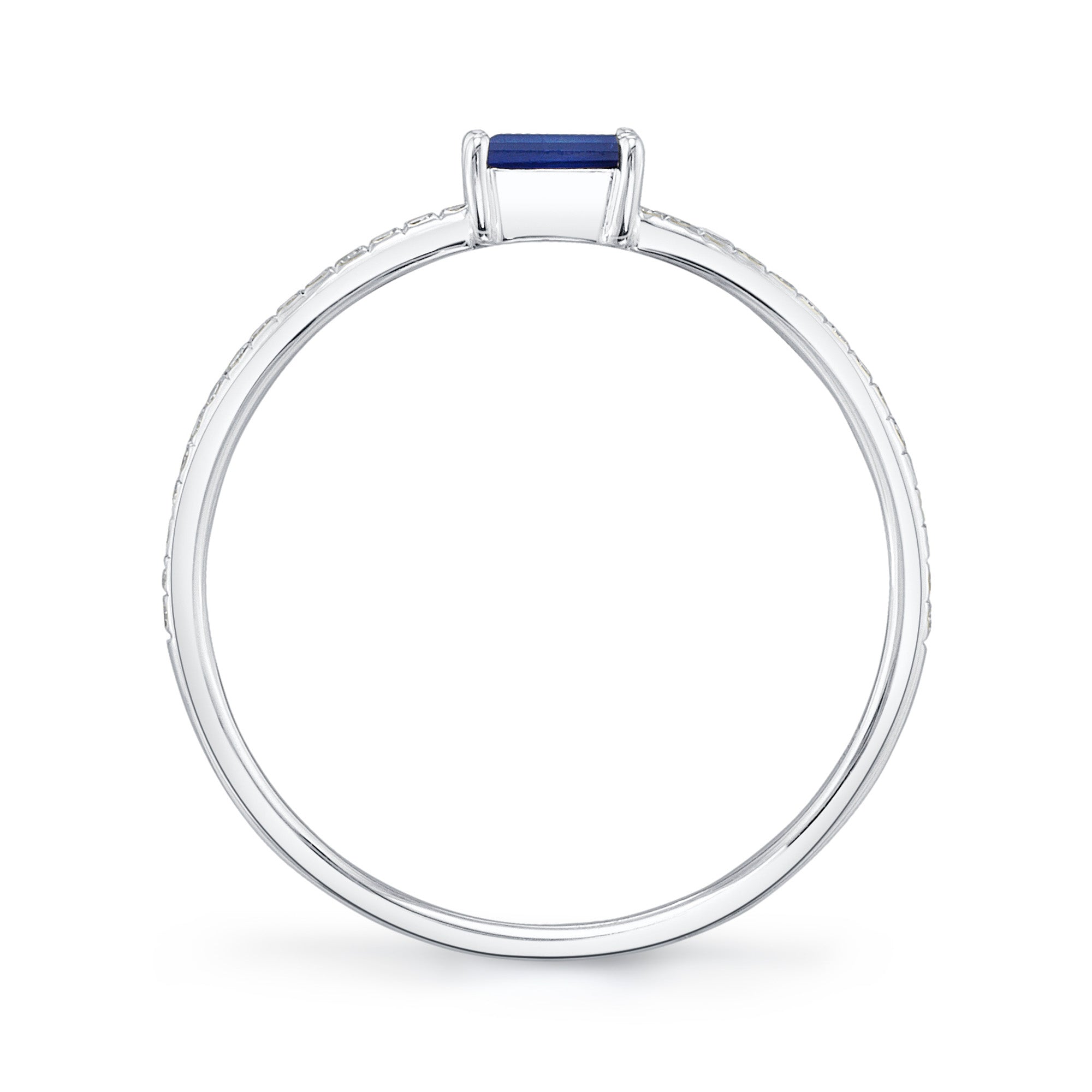 0.08CT DIAMOND & 0.17CT BLUE SAPPHIRE 14K W/G LADY'S RING