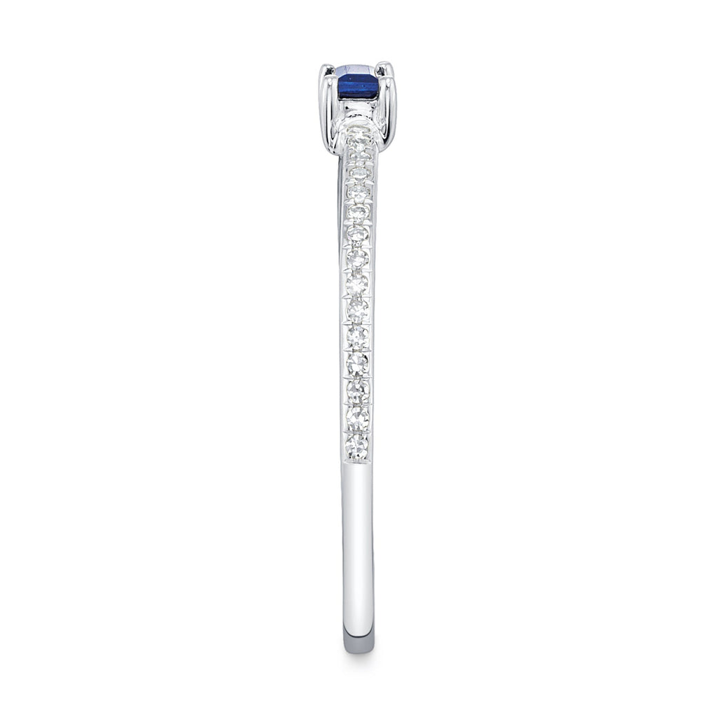0.08CT DIAMOND & 0.17CT BLUE SAPPHIRE 14K W/G LADY'S RING