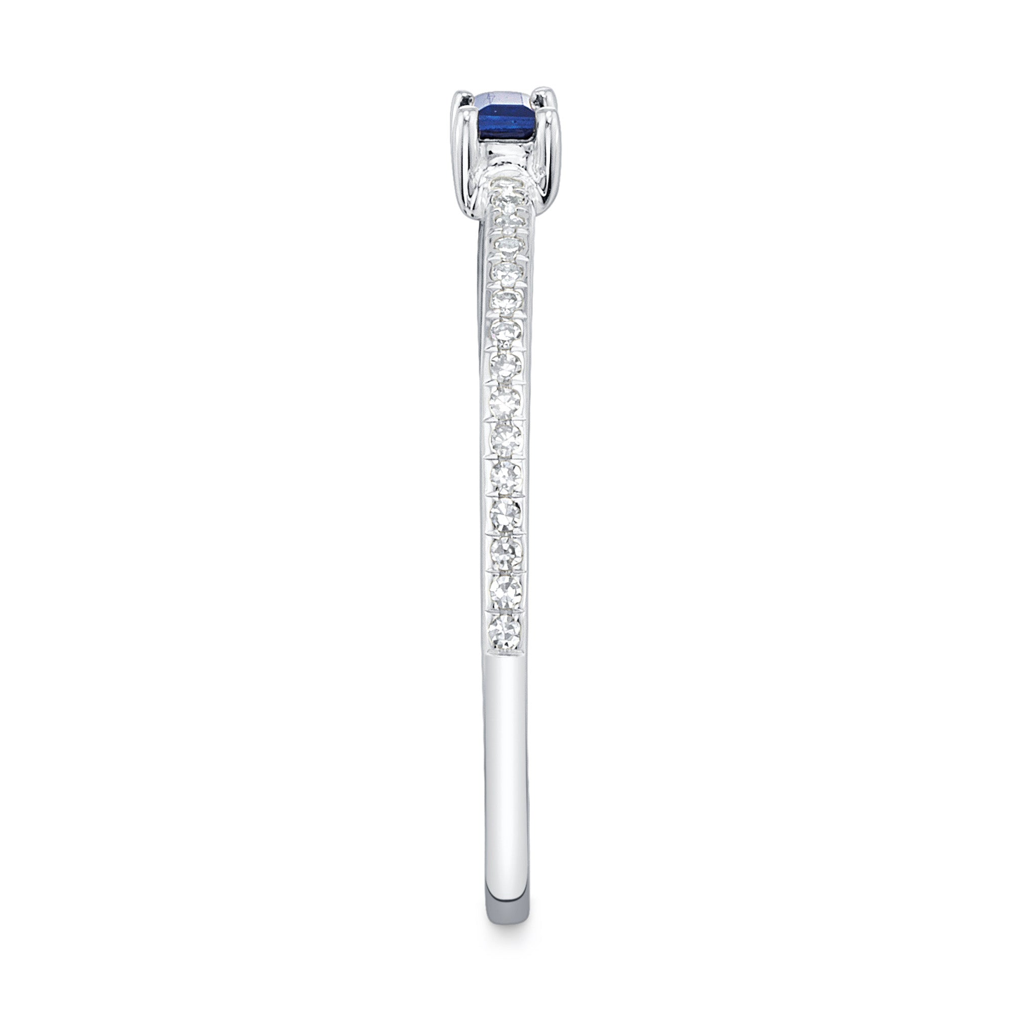 0.08CT DIAMOND & 0.17CT BLUE SAPPHIRE 14K W/G LADY'S RING