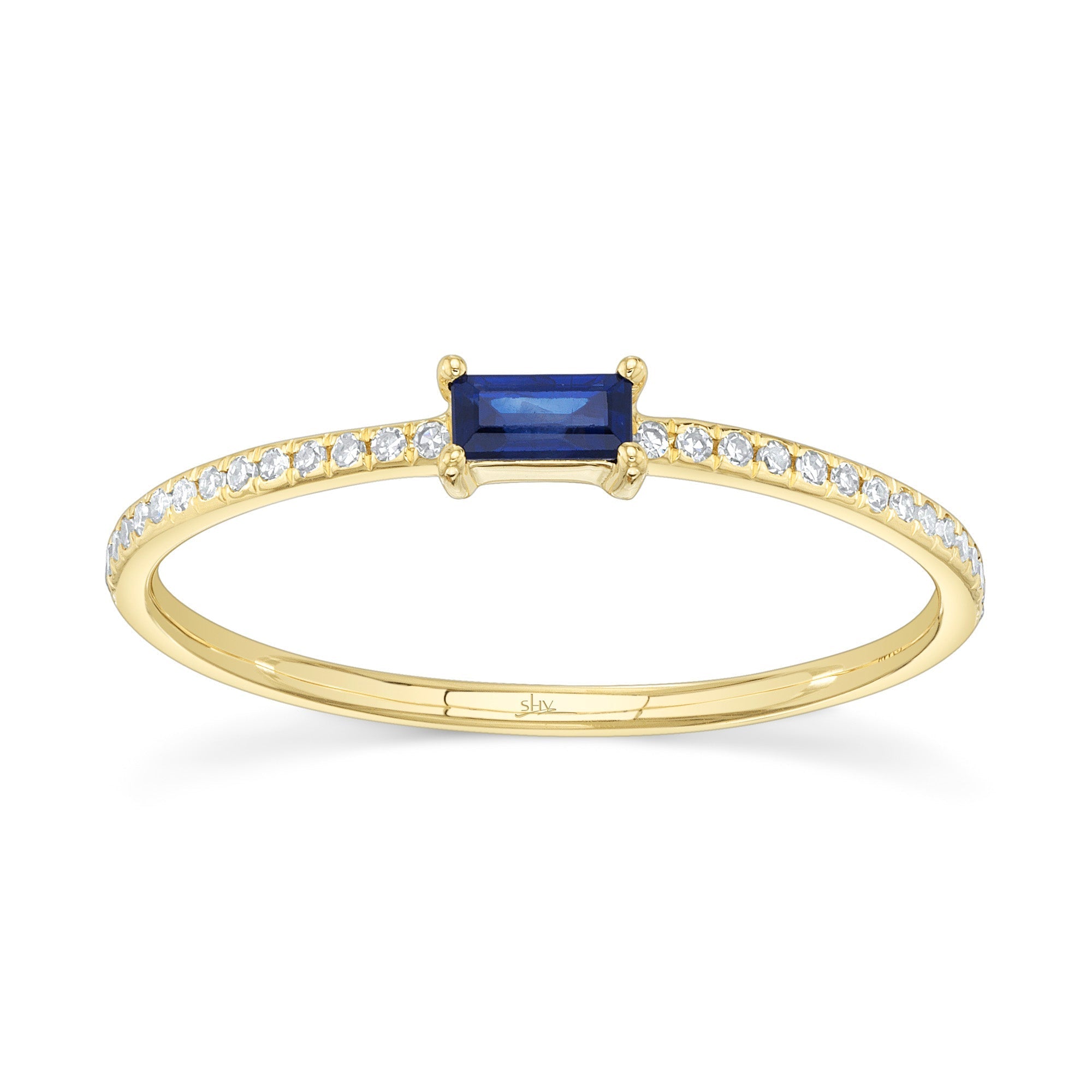 0.08CT DIAMOND & 0.17CT BLUE SAPPHIRE 14K Y/G LADY'S RING