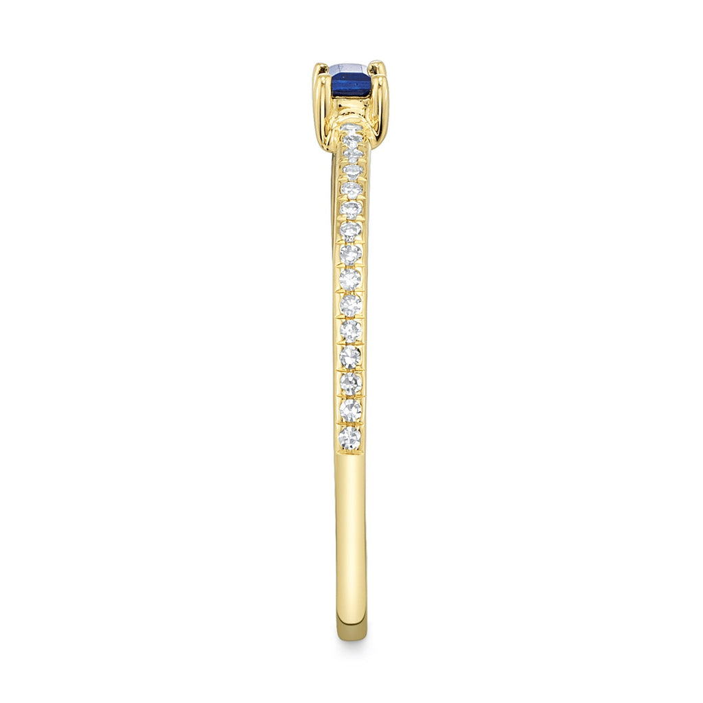 0.08CT DIAMOND & 0.17CT BLUE SAPPHIRE 14K Y/G LADY'S RING