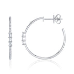 0.39CT 14K W/G DIAMOND BAGUETTE HOOP EARRING