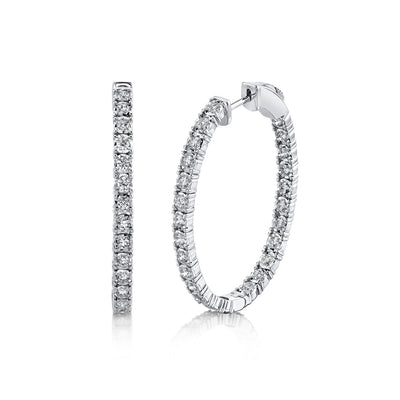 1.50CT 14K W/G DIAMOND OVAL HOOP EARRING