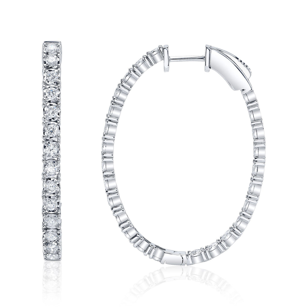 1.50CT 14K W/G DIAMOND OVAL HOOP EARRING