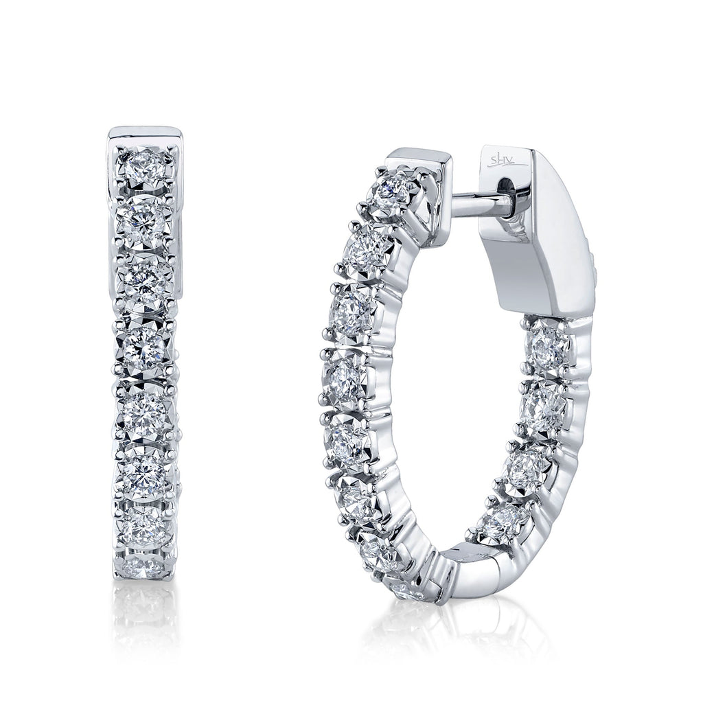 0.47CT 14K W/G DIAMOND OVAL HOOP EARRING