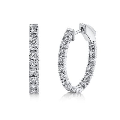 0.90CT 14K W/G DIAMOND OVAL HOOP EARRING