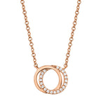 0.07CT 14K R/G DIAMOND LOVE KNOT CIRCLE NECKLACE