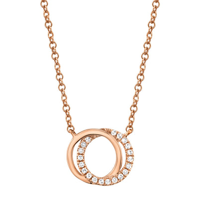 0.07CT 14K R/G DIAMOND LOVE KNOT CIRCLE NECKLACE