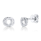 0.09CT 14K W/G DIAMOND LOVE KNOT CIRCLE STUD EARRING