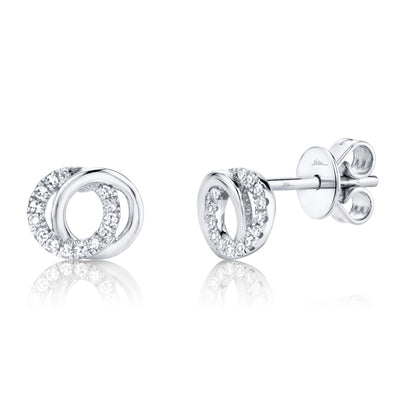 0.09CT 14K W/G DIAMOND LOVE KNOT CIRCLE STUD EARRING