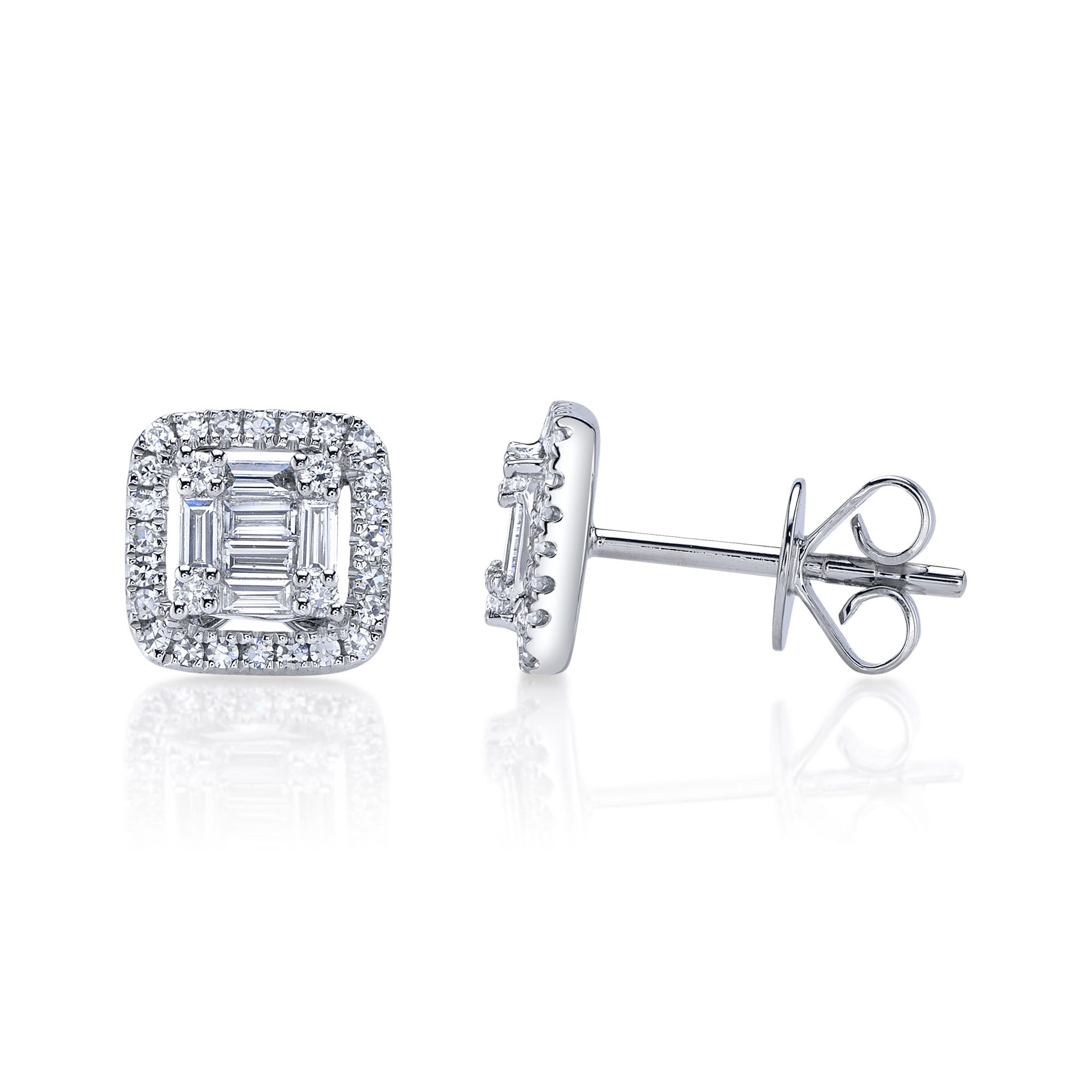 0.43CT 14K W/G DIAMOND BAGUETTE STUD EARRING