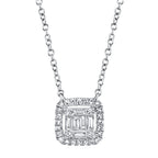 0.22CT 14K W/G DIAMOND BAGUETTE NECKLACE