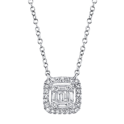 0.22CT 14K W/G DIAMOND BAGUETTE NECKLACE