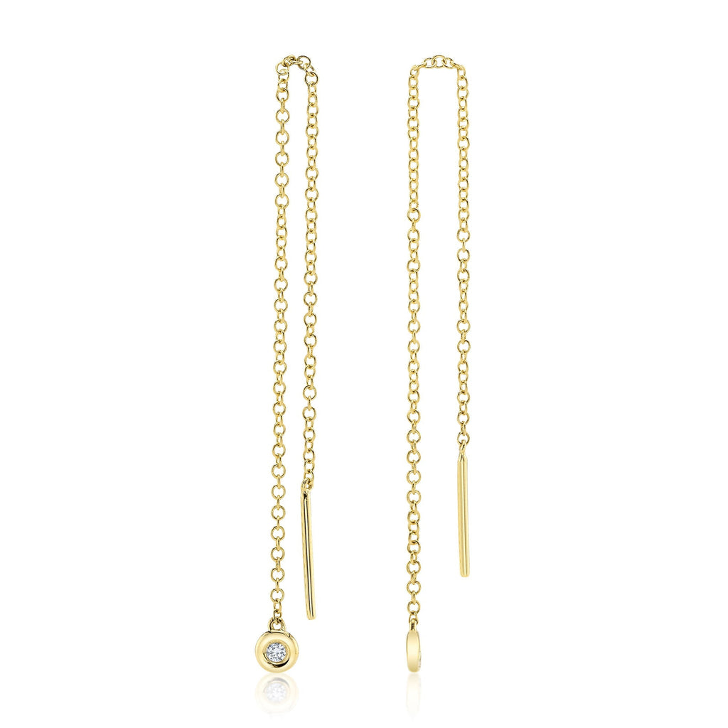 0.04CT 14K Y/G DIAMOND THREADER EARRING