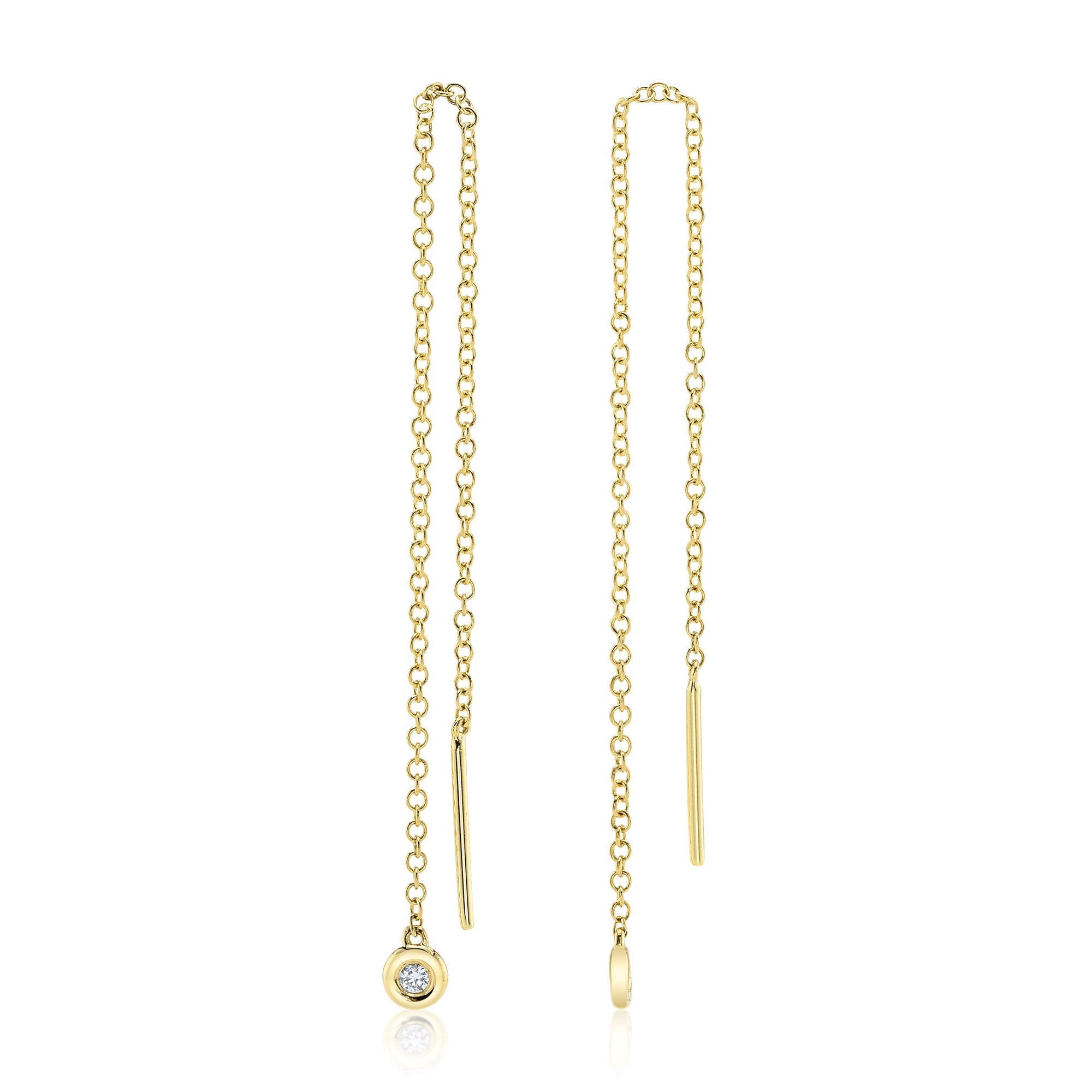 0.04CT 14K Y/G DIAMOND THREADER EARRING
