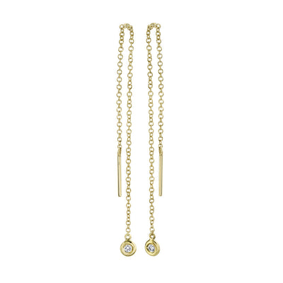 0.04CT 14K Y/G DIAMOND THREADER EARRING