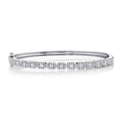 0.86CT 14K W/G DIAMOND BAGUETTE BANGLE