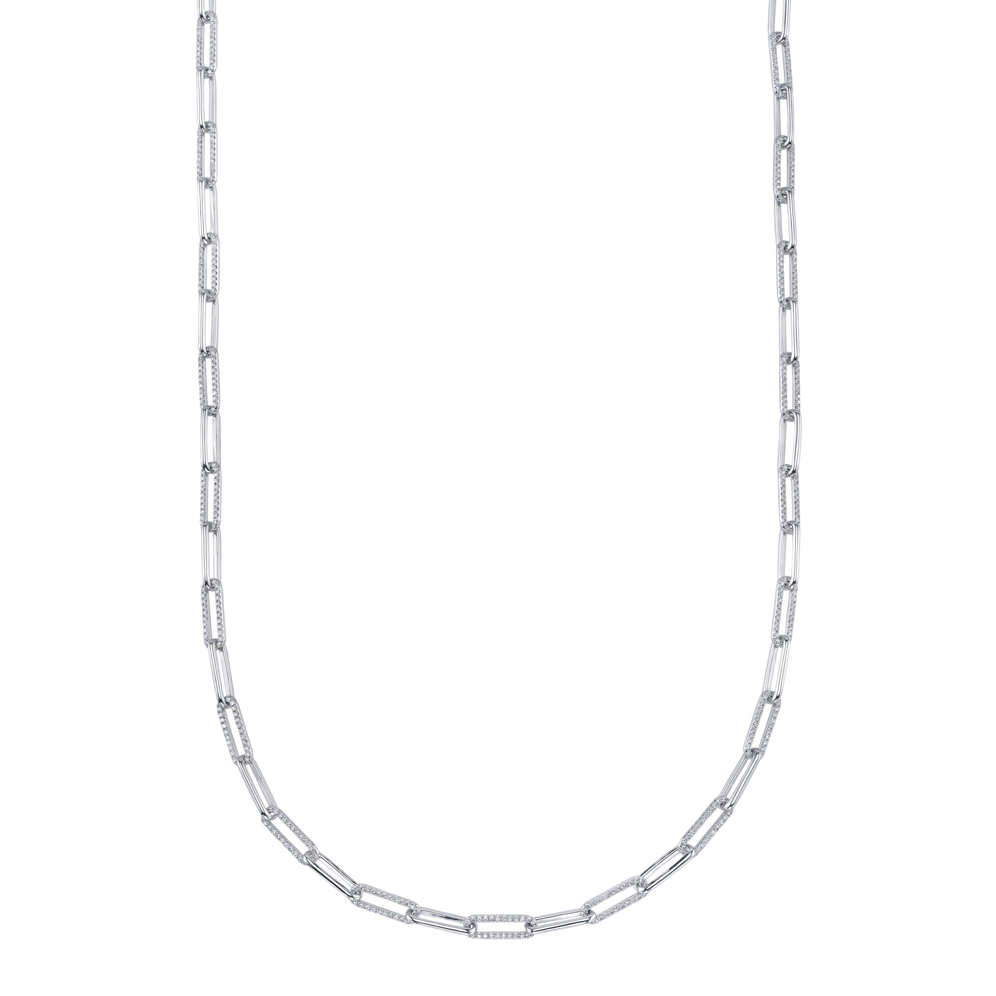 1.36CT 14K W/G DIAMOND PAPER CLIP LINK NECKLACE