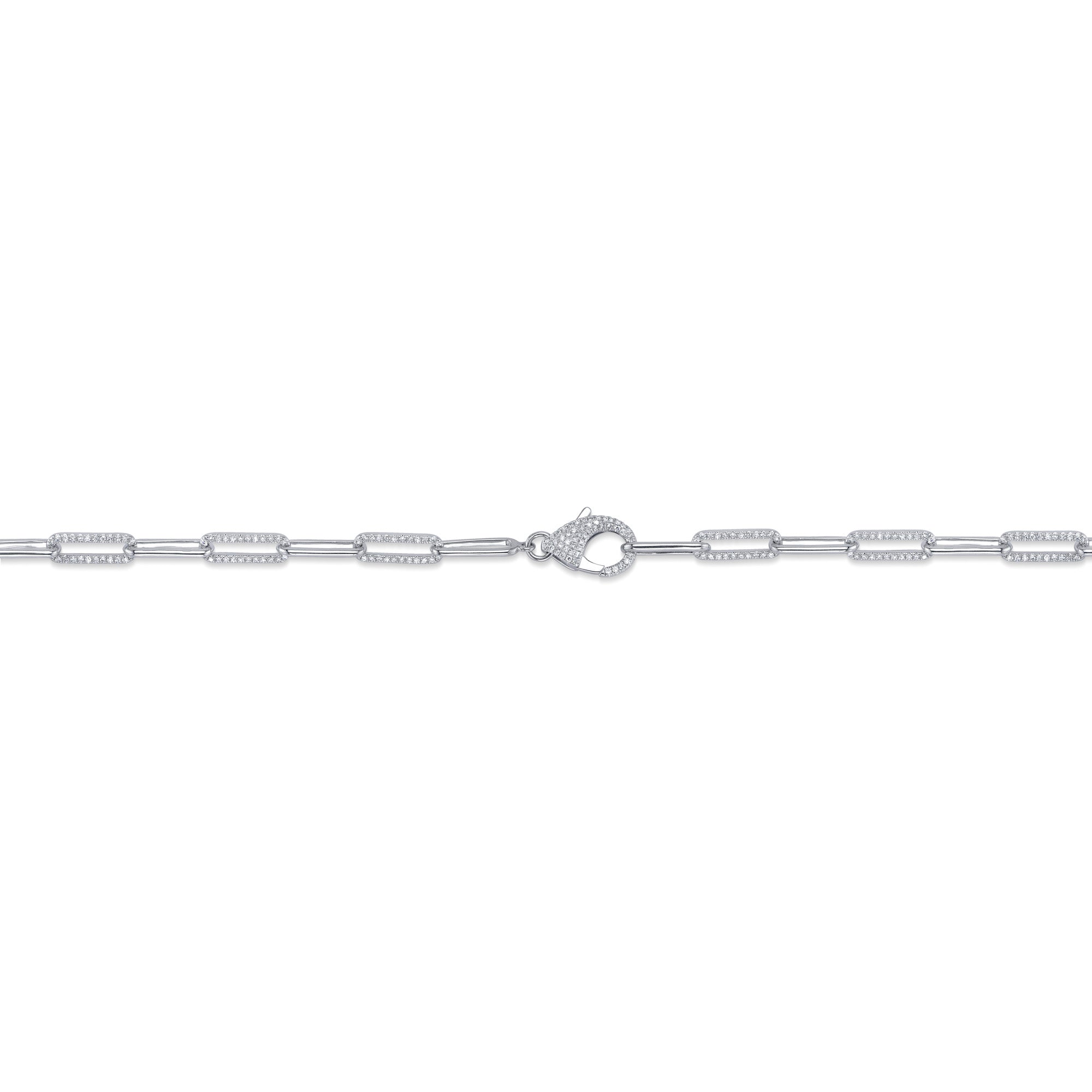1.36CT 14K W/G DIAMOND PAPER CLIP LINK NECKLACE