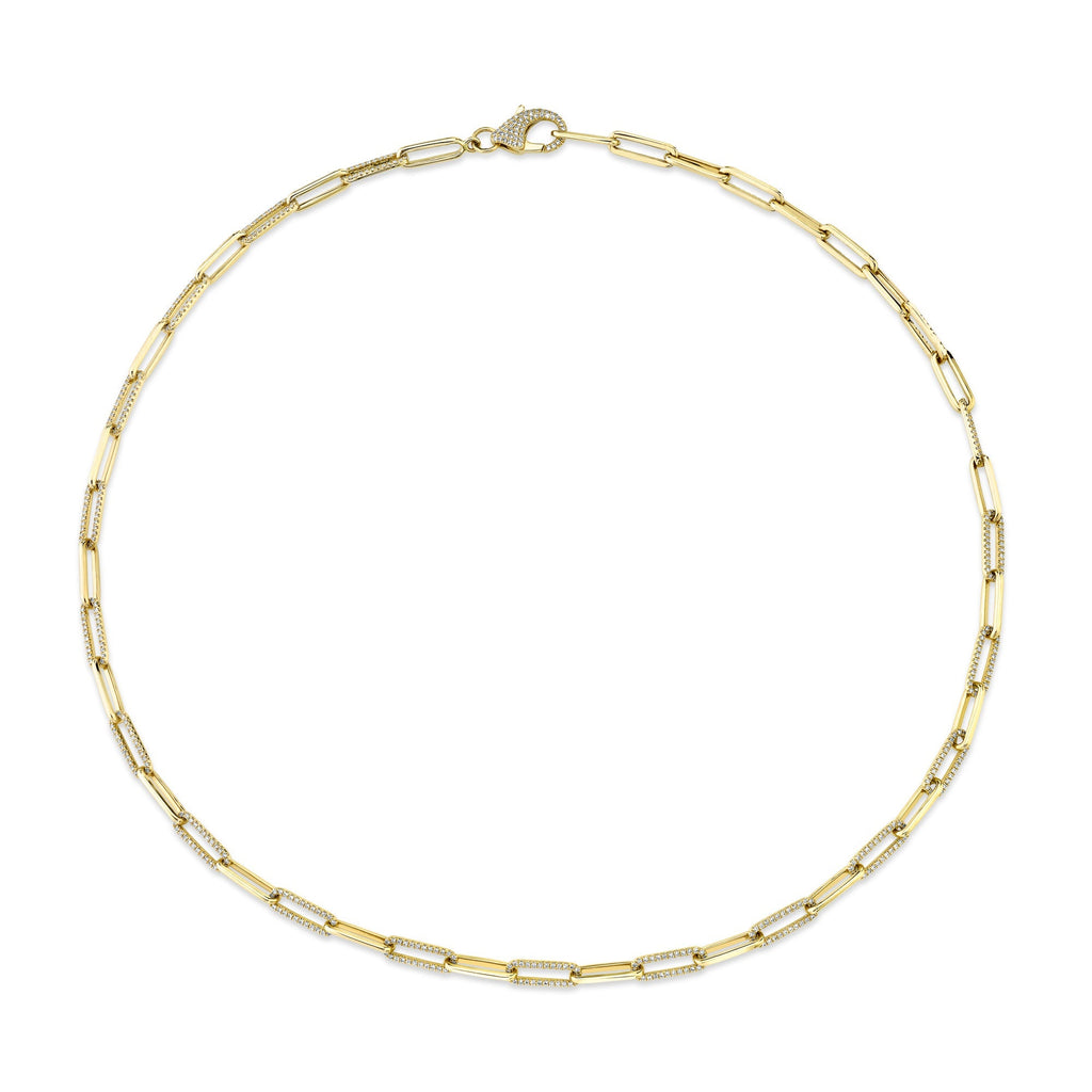 1.36CT 14K Y/G DIAMOND PAPER CLIP LINK NECKLACE