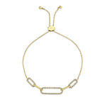0.24CT 14K Y/G DIAMOND PAPER CLIP LINK BOLO BRACELET