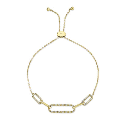 0.24CT 14K Y/G DIAMOND PAPER CLIP LINK BOLO BRACELET