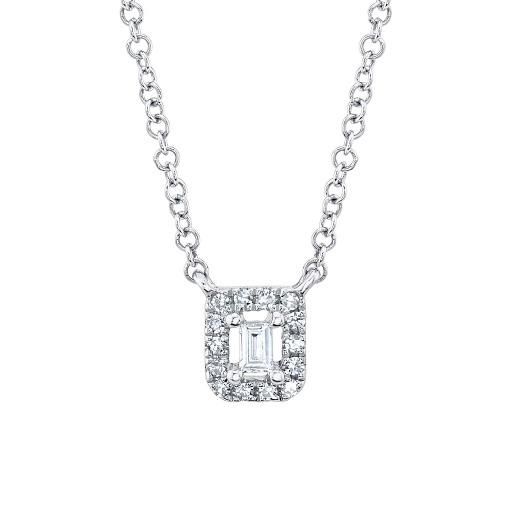 0.05CT 14K W/G DIAMOND BAGUETTE NECKLACE